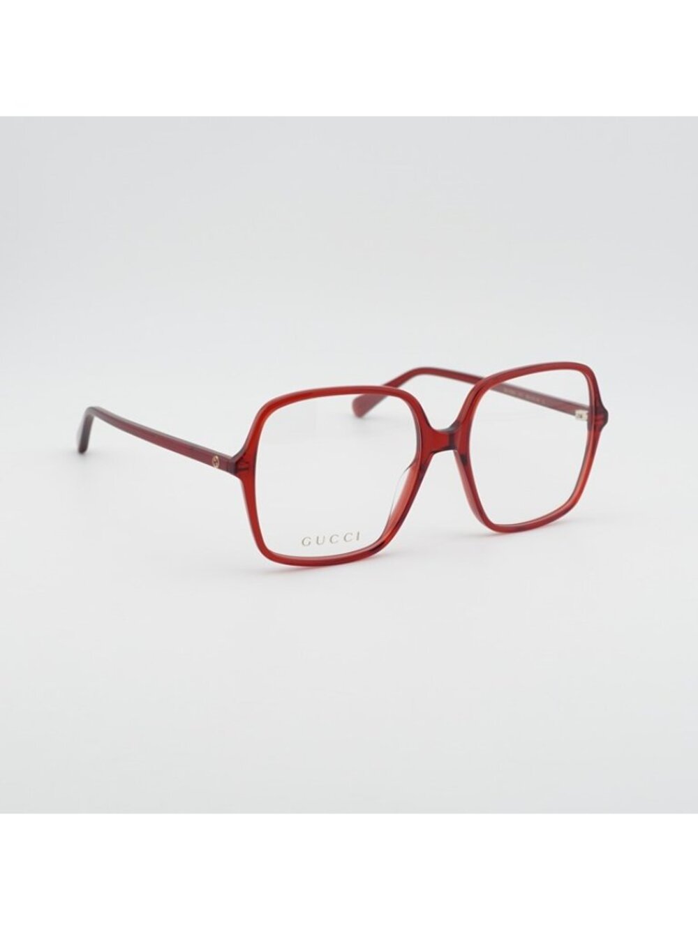 Gucci GG1003O 011 Eyeglasses Shiny Transparent Red 53mm Square Frame - Picture 4 of 10